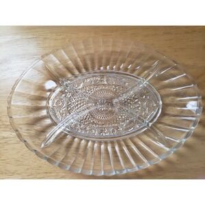 Trellis by Crystal Clear 4-Part Glass Relish Tray with‎ Original Box